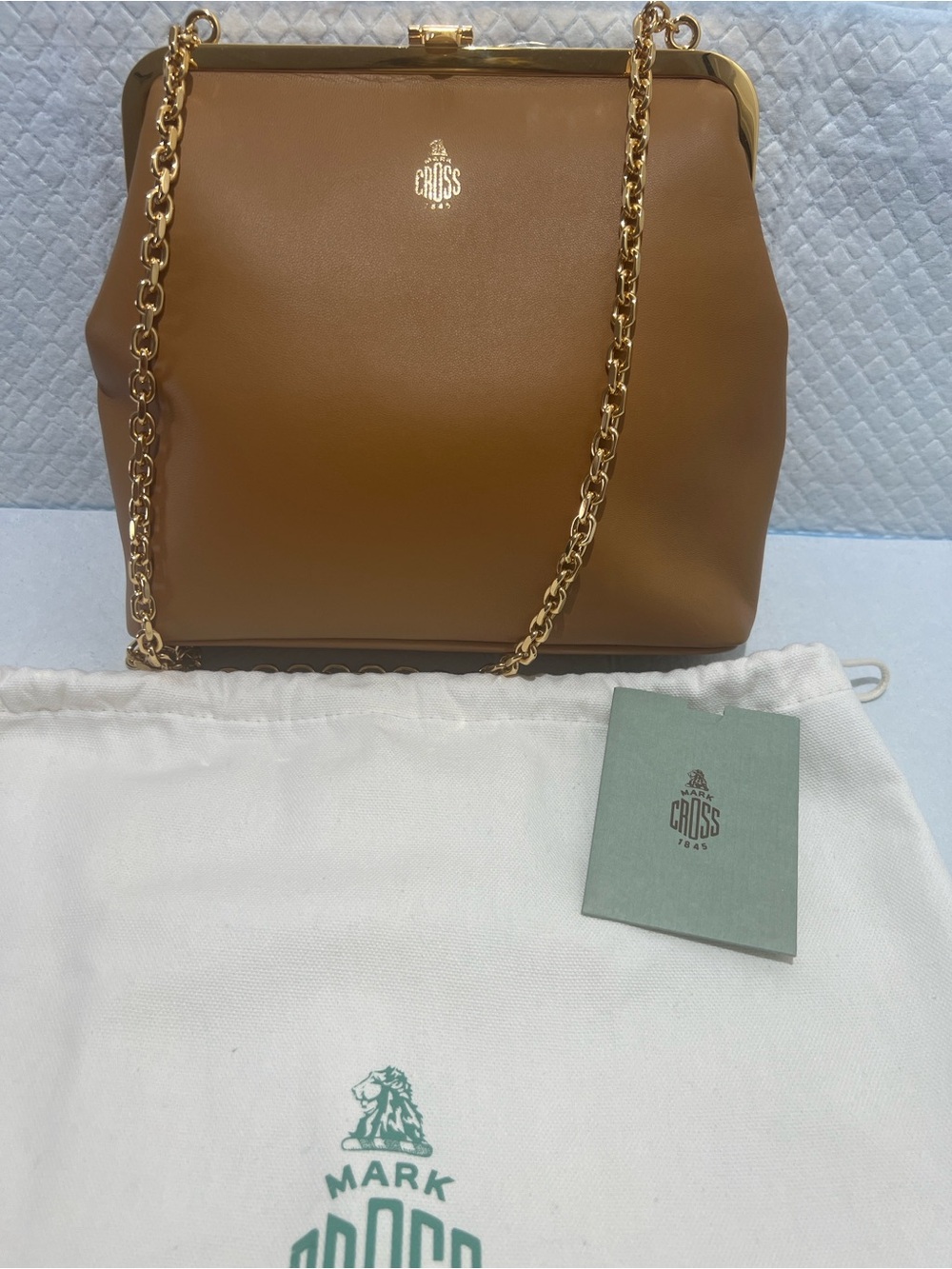Mark Cross Tan Leather Frame Clutch for Men